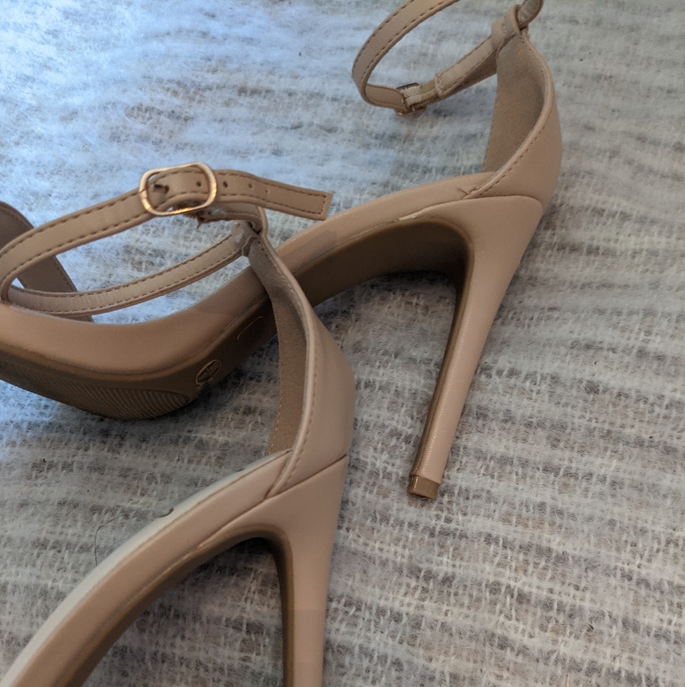 Lulu's Nude Vegan Leather Heels - Picture 12 of 15